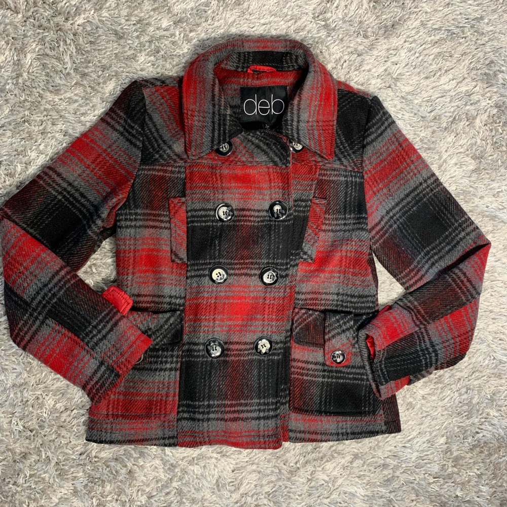 Red & Black Plaid “Trench Coat”